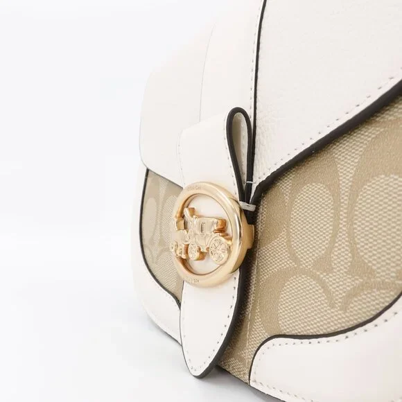 Coach Women's Georgie Saddle Bag in Signature Canvas White Size OS - Picture 9 of 11